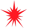 crimson red starburst design